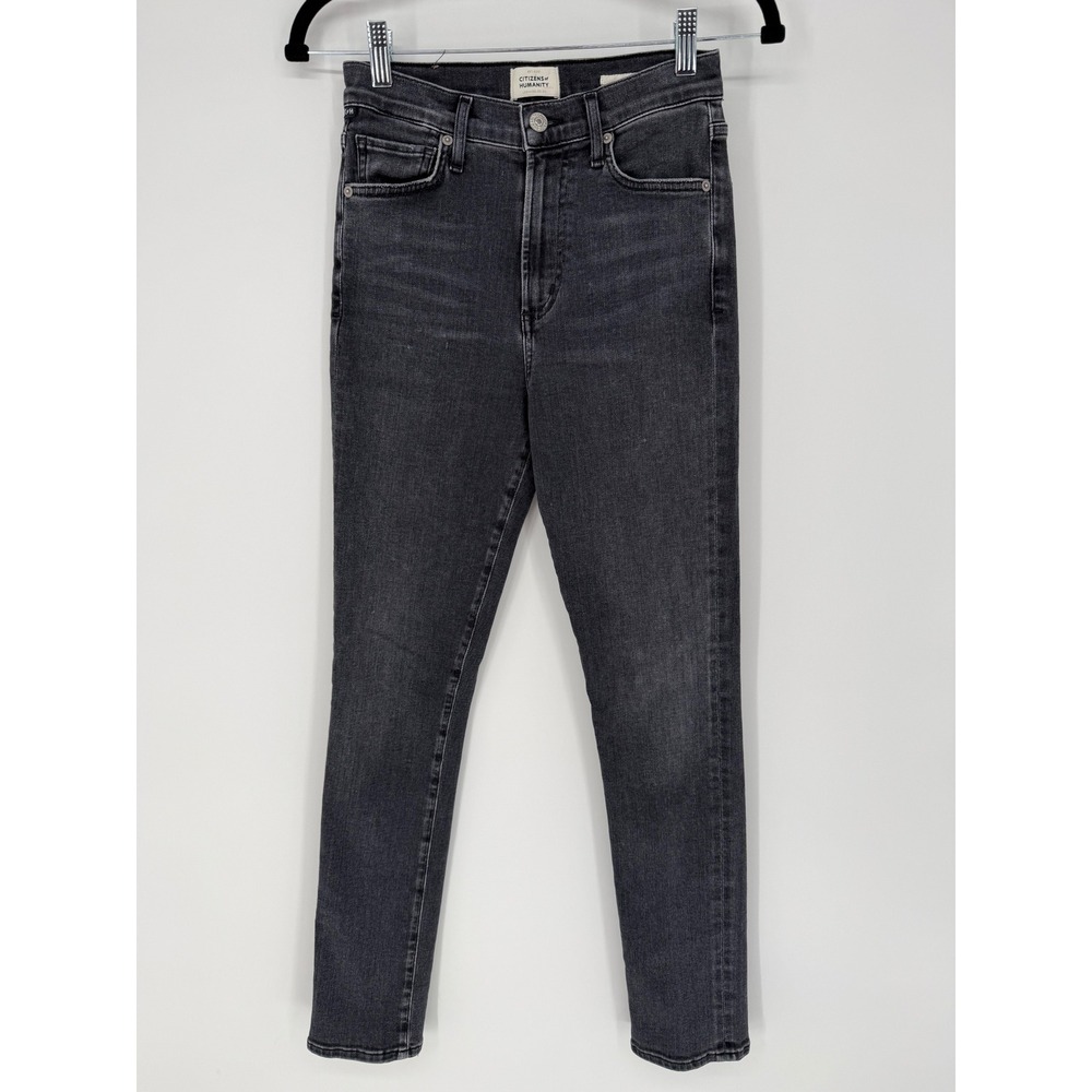 CITIZENS OF HUMANITY OLIVIA WASHED BLACK SKINN JEANS SIZE 25 HIGH RISE SLIM
